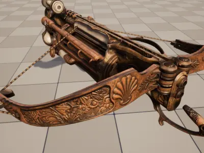 steampunk safari crossbow Low-poly 3D model