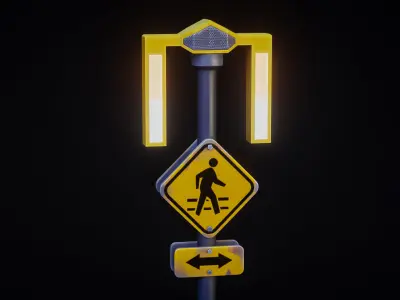 Crossing Road Beacons - Stylized Pack Low-poly 3D model