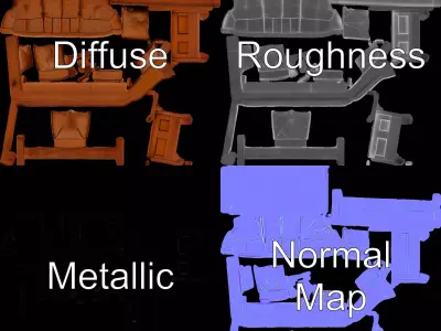 Brown Leather Sofa model pack Low-poly 3D model