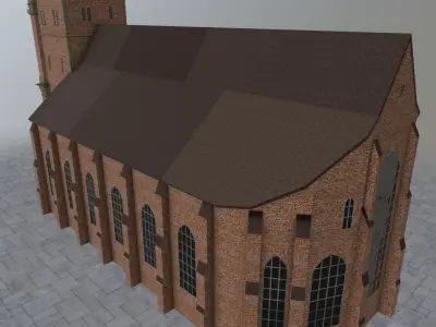 Hamburg St Katherine Church Low-poly 3D model