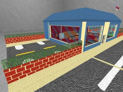 Fast Food Diner Low-poly 3D model