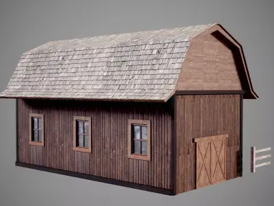 Western barn Low-poly 3D model