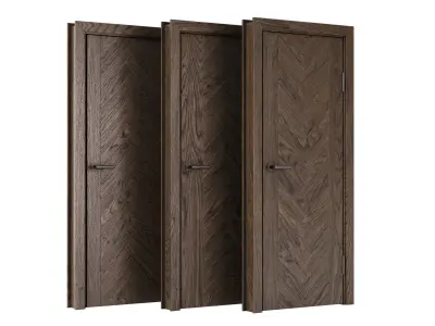 Wooden Door Set V11  3D model