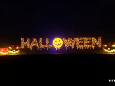 Halloween pumpkin and free halloween font 3D model