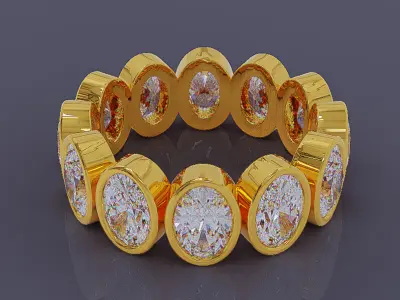 Bezel set oval cut diamond eternity ring band Free 3D print model