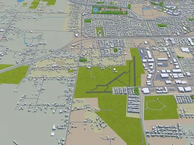 Santa Rosa California USA 30km Low-poly 3D model