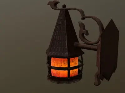 Low-poly street wall lamp Low-poly 3D model