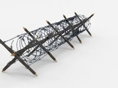 Low Poly Barb Wire Obstacle Low-poly 3D model