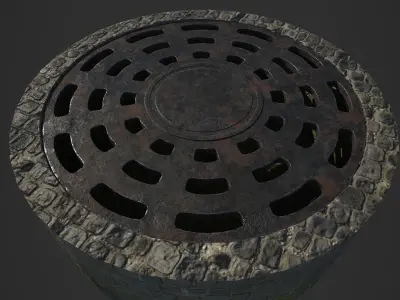 Manhole cover Low-poly 3D model