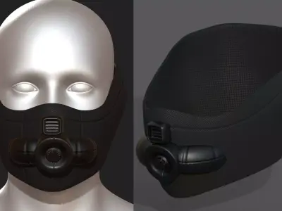Gas mask respirator scifi futuristic  Low-poly 3D model 10
