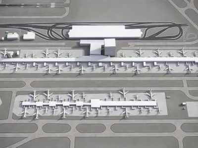 Detroit - Metropolitan Wayne County Airport - DTW Low-poly 3D model