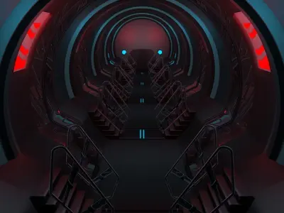 Sci Fi Tunnel 3D model 13