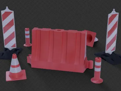 Road Construction Asset Pack Low-poly 3D model
