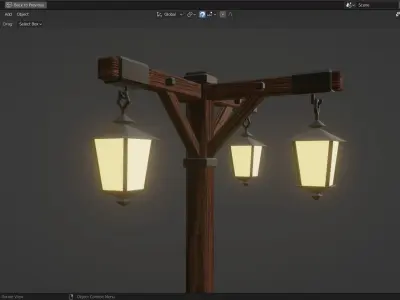 Lamp Post - 3 Sided -  3D model