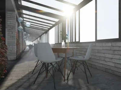 3D model of the cafe terrace in 2 versions 3D model