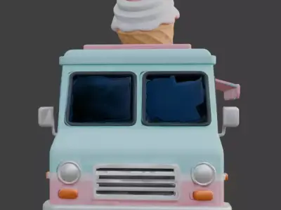 Sweet Summer Treats Truck 3D Model Low-poly 3D model
