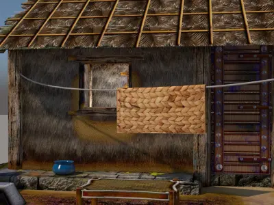 hut house  low poly home game ready exterior architecture Low-poly 3D model