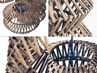 Lamp wood rattan wicker ZigZag 3D model