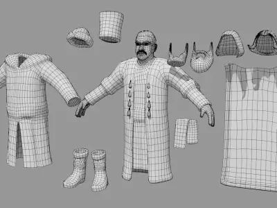 Stylized Medieval Rich People Kit Rigged With Shape Keys Low-poly 3D model