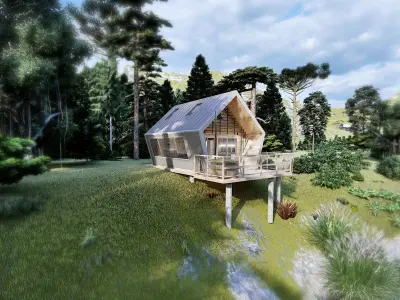 modern vacation residential house 3d model Low-poly 3D model