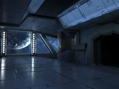 scifi sci fi blender interior corridor hallway futuristic pbr  3D model