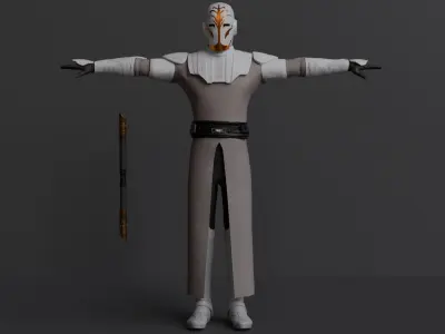 Jedi Temple Guard Rigged 3D Asset And High Quality Lightsaber 3D model