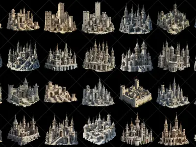 132 Transparent Fantasy Castle And Fort Game Asset Texture