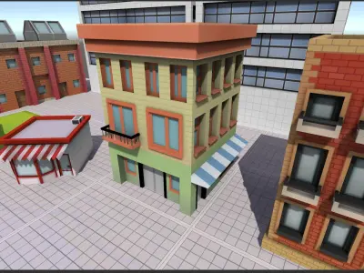 3D low-poly city assets Low-poly 3D model