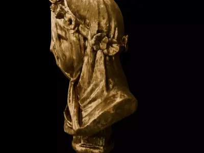 Veiled Classical Bust Sculpture - Marble and Bronze Statue 3D model