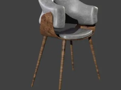 Chair modern with wooden legs 3D model