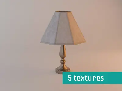 Table Lamp with Fabric Lampshade 5 textures Low-poly 3D model