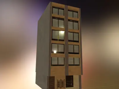 Low Poly Colombian Street House Low-poly 3D model