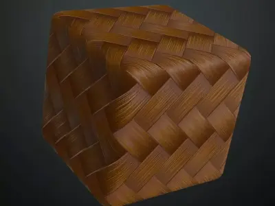 Natural Diagonal Wicker Weave PBR Seamless Texture