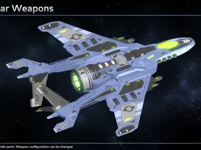 Spaceship Enkar Republic Fighter Enkur Low-poly 3D model