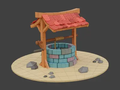 Cartoon Water Well Low-poly 3D model