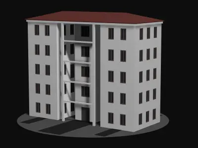 Residential urban building v1 Low-poly 3D model