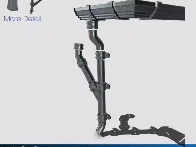 Modular vintage rain gutter N pipe set for Diorama 3D print model