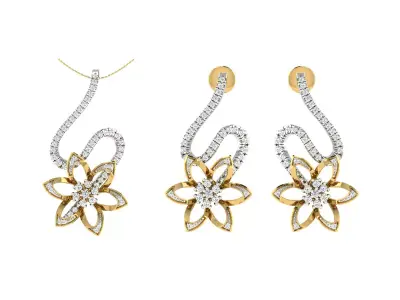 Women Pendant Earring Sets 3dm STL OBJ FBX Renders Details 3D print model 14
