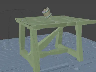 Stylized table floor and mug Free 3D model