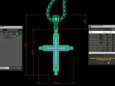 High Cross Pendant Light Gold 18K 3CP087 3D model