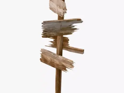 Old Wooden Directional Post M1 3D model