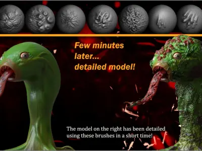 Labs Flesh Blob Maker 350 ZBrush Brushes and 50 Alphas 3D model
