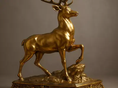 Golden Stag of Regal Majesty 3D model
