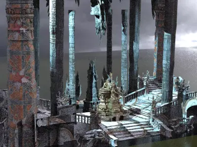 Exterior Temple platforms Cult Kit bash   3D model