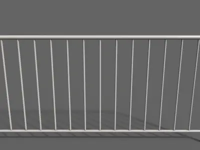 PBR Pedestrian Guard Rail White V1 Low-poly 3D model
