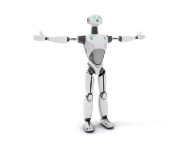 Humanoid Silver Robot model pack Low-poly 3D model