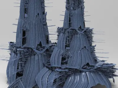 Sci-fi Opera House 3 versions  3D model