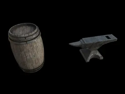 Wooden Shack Pack Low-poly 3D model