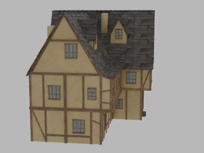 Medieval house Low-poly 3D model 44