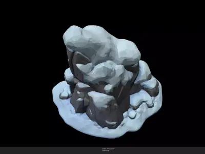 Stylized Snowy Rocks Game Ready - AI Low-poly 3D model